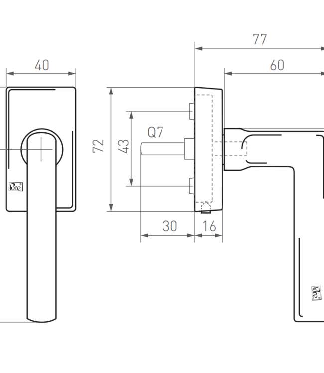 Dauby STUK RAAMKLINK PH1920 /32Q WIT BRONS (WB)