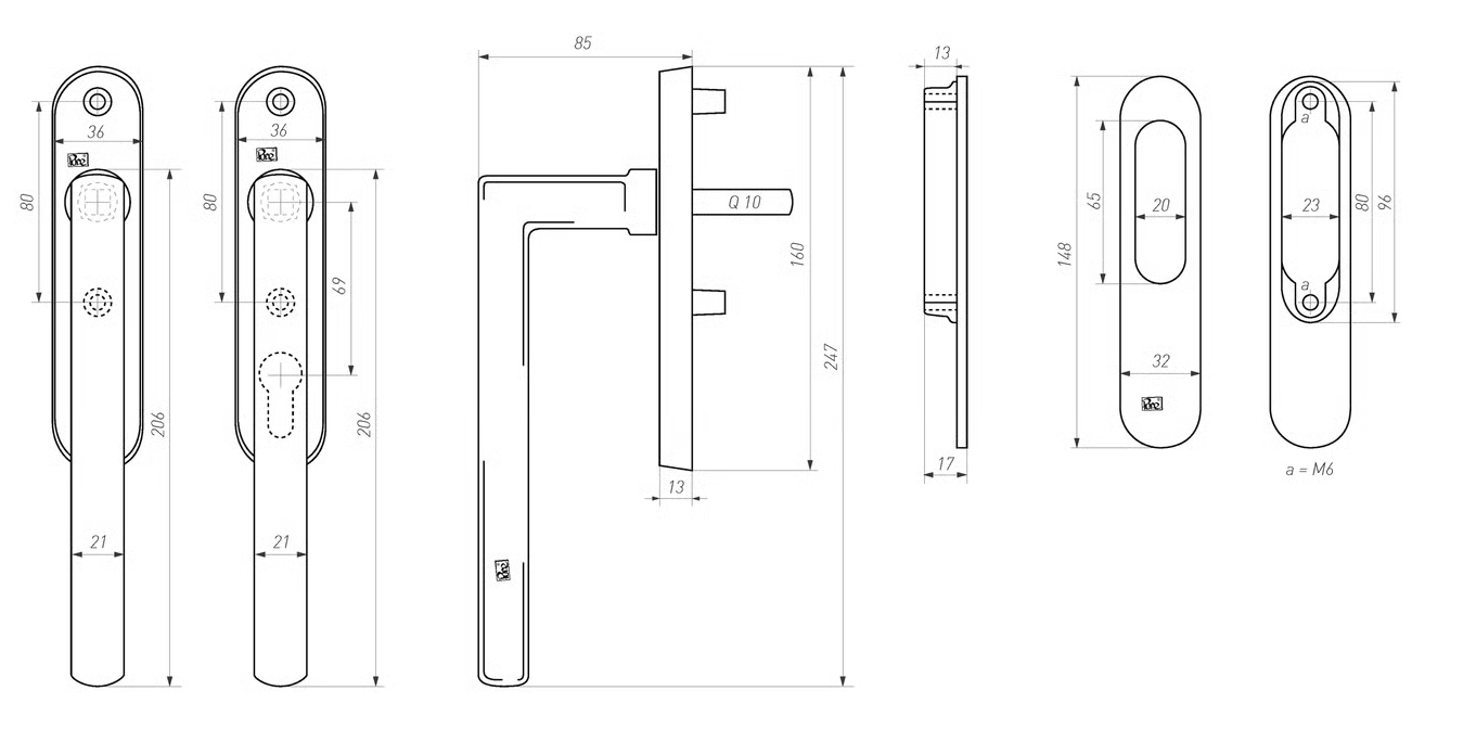 Dauby STUK HEFSCHUIFGREEP PSLD "BLIND" RUW BRONS GEPOLIJST (RBP)