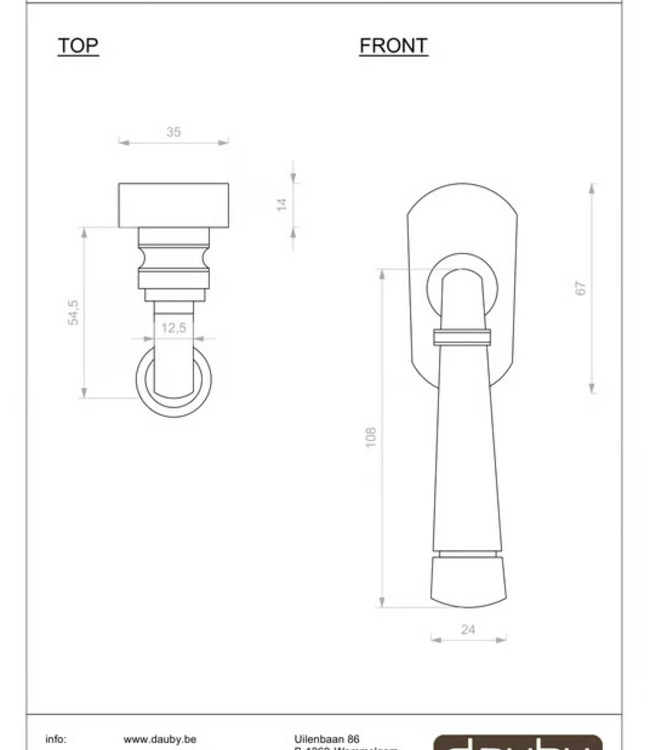 Dauby STUK RAAMKLINK PH1830 /32 RUW METAAL (RM)