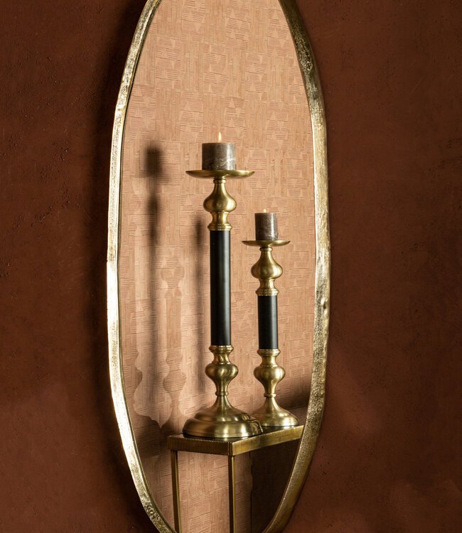 PTMD Limera Messing Aluminium Ovaal Spiegel met Onregelmatige Rand M