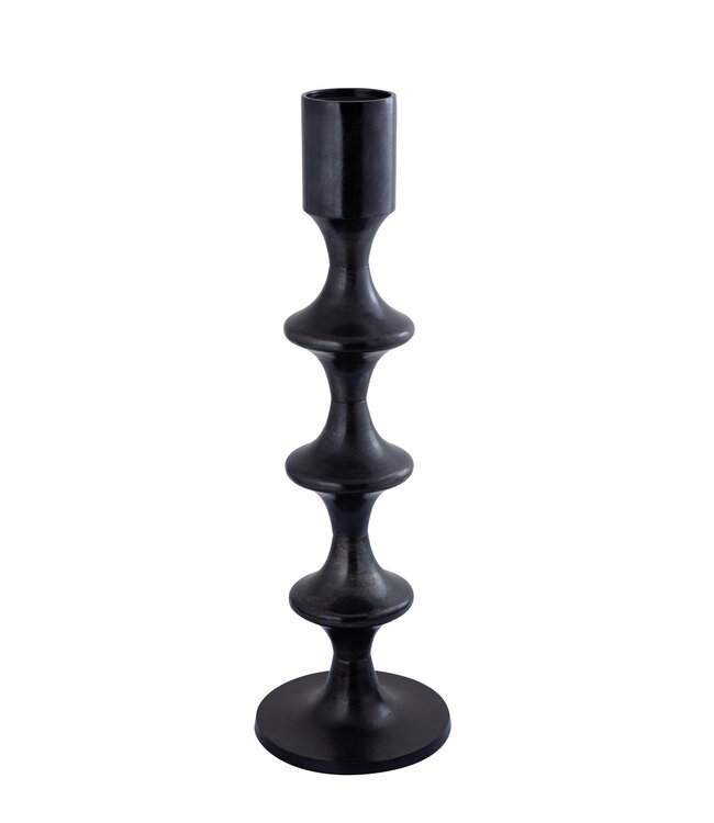 PTMD Taika Black alu ronde kaarshouder met hoge lipjes.