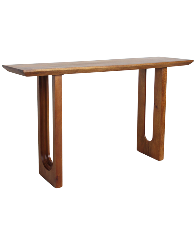 Raw Materials Amsterdam Mangohouten wandtafel met afgeronde en afgeschuinde randen
