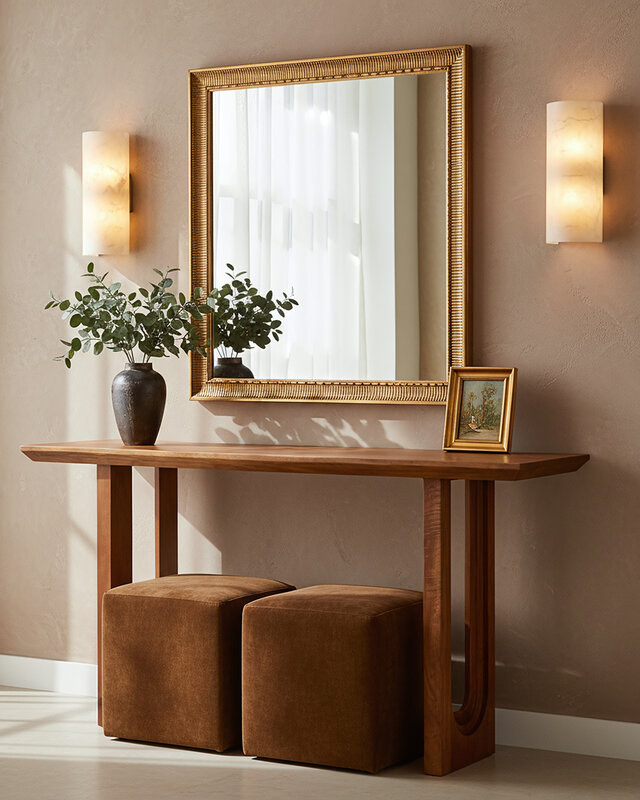 Raw Materials Amsterdam Mangohouten wandtafel met afgeronde en afgeschuinde randen