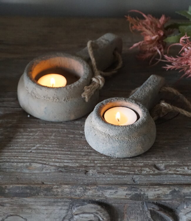 Brynxz Theelichthouder Handgemaakt | Rustic | L19 cm