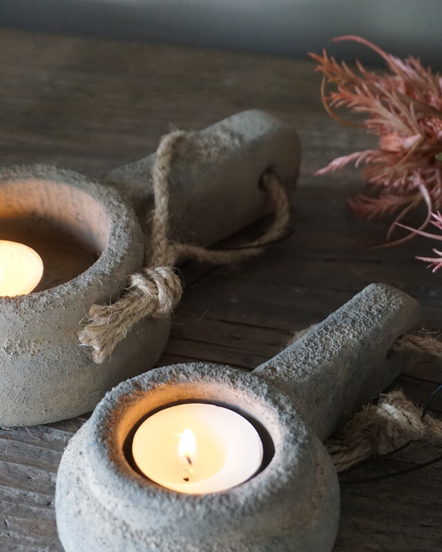 Brynxz Theelichthouder Handgemaakt | Rustic | L14 cm