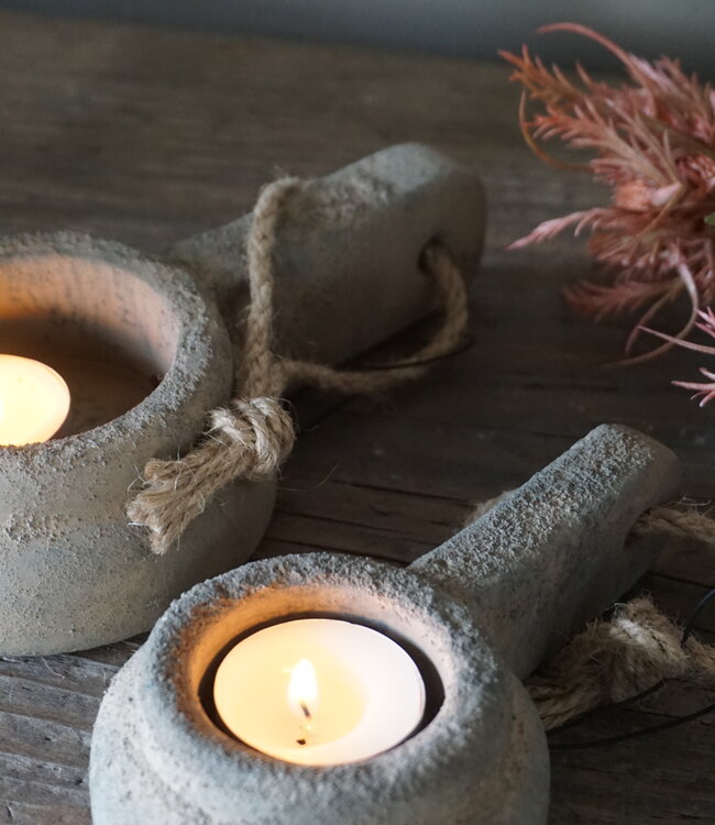 Brynxz Theelichthouder Handgemaakt | Rustic | L14 cm