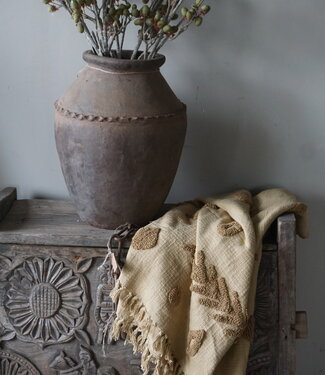 Be-Uniq Plaid Met Borduurwerk | Geel | 170x110 cm