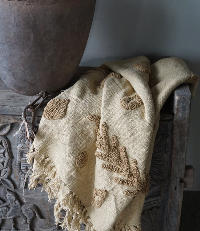 Be-Uniq Plaid Met Borduurwerk | Geel | 170x110 cm