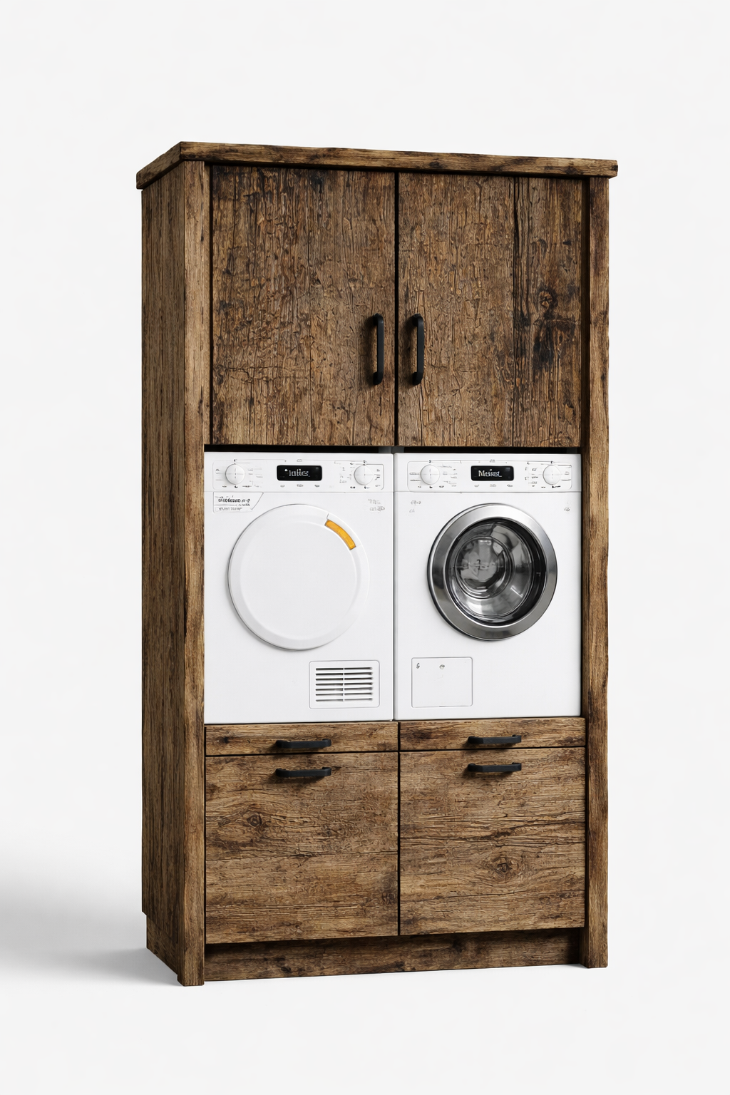 Rene Houtman Wasmachinekast Dala H220 x B130 x D65 Cm Geborsteld Oud Eikenhout