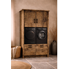 Wasmachinekast Dala H220 x B130 x D65 Cm Geborsteld Oud Eikenhout