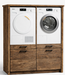 Rene Houtman Wasmachinekast Twinny H160 x B132 x D67 Cm Geborsteld Oud Eikenhout