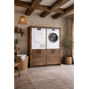 Wasmachinekast Twinny H160 x B132 x D67 Cm Geborsteld Oud Eikenhout
