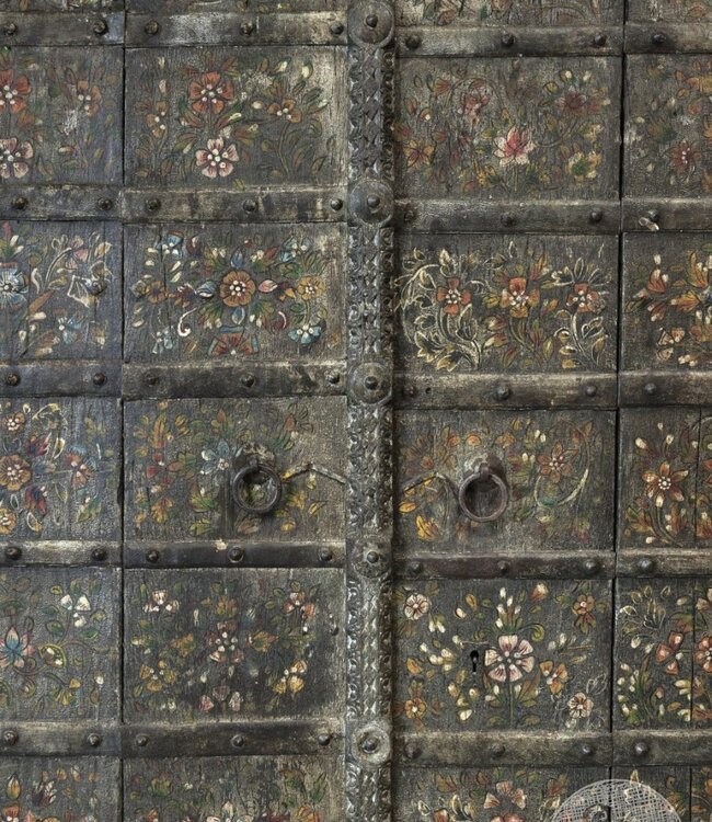 Be-Uniq Deurset Van 2 India Bloemen Schilderwerk H190 x B118 x D3 Cm