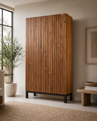 Rene Houtman Opbergkast Millie Houten Panelen H220 x B120 x D40 Cm