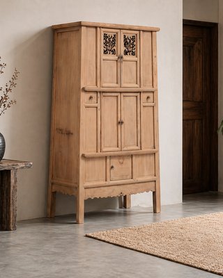 Rene Houtman Kast Indisch Hout Sierlijk Deurtjes Lades H223 x B129 x D60 Cm