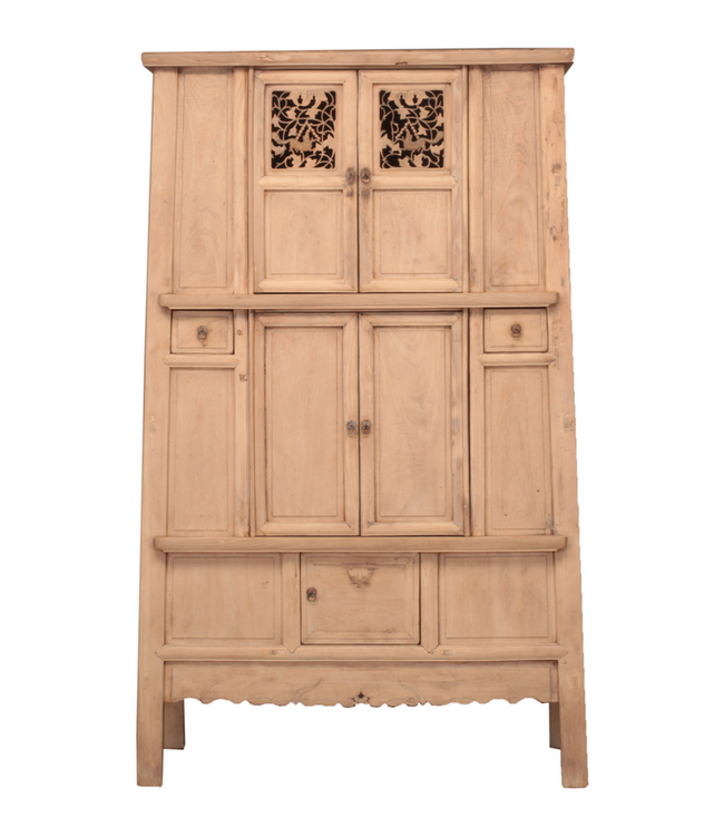 Rene Houtman Kast Indisch Hout Sierlijk Deurtjes Lades H223 x B129 x D60 Cm