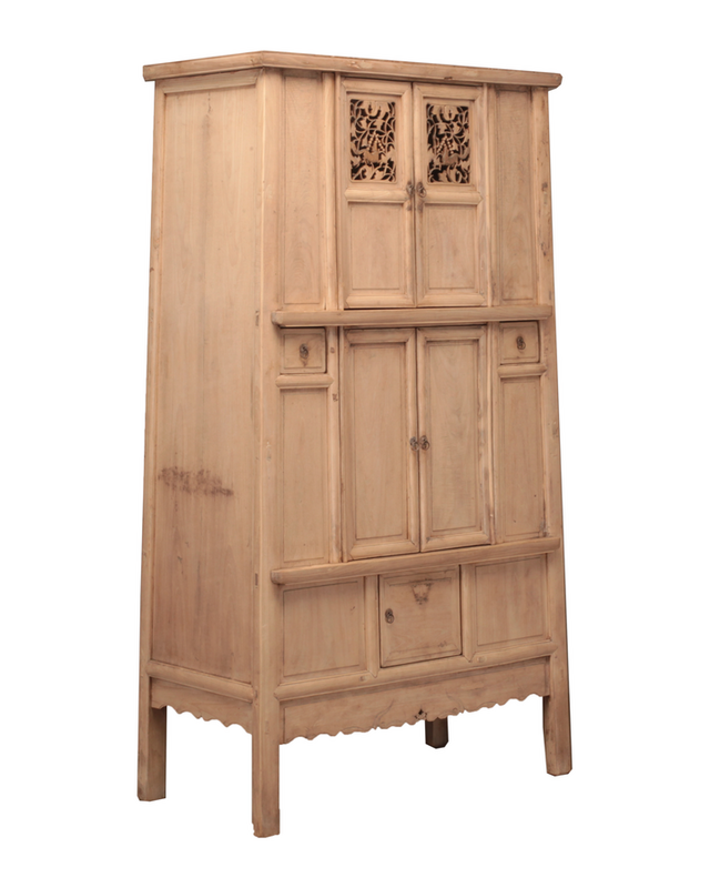 Rene Houtman Kast Indisch Hout Sierlijk Deurtjes Lades H223 x B129 x D60 Cm