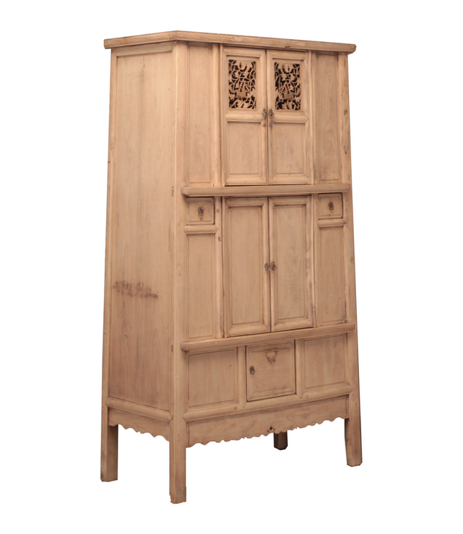 Rene Houtman Kast Indisch Hout Sierlijk Deurtjes Lades H223 x B129 x D60 Cm