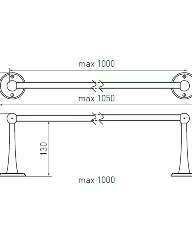 Dauby STUK HOUDER + 2 LANGE EINDSTEUNEN RUW BRONS (RB) 1000mm