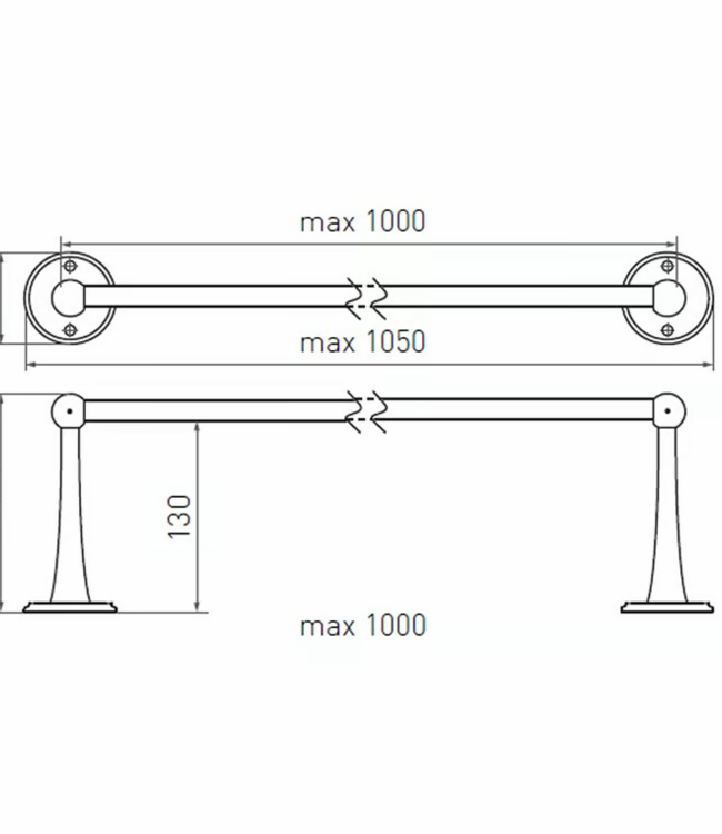 Dauby STUK HOUDER + 2 LANGE EINDSTEUNEN RUW BRONS GEPOLIJST (RBP) 1000mm