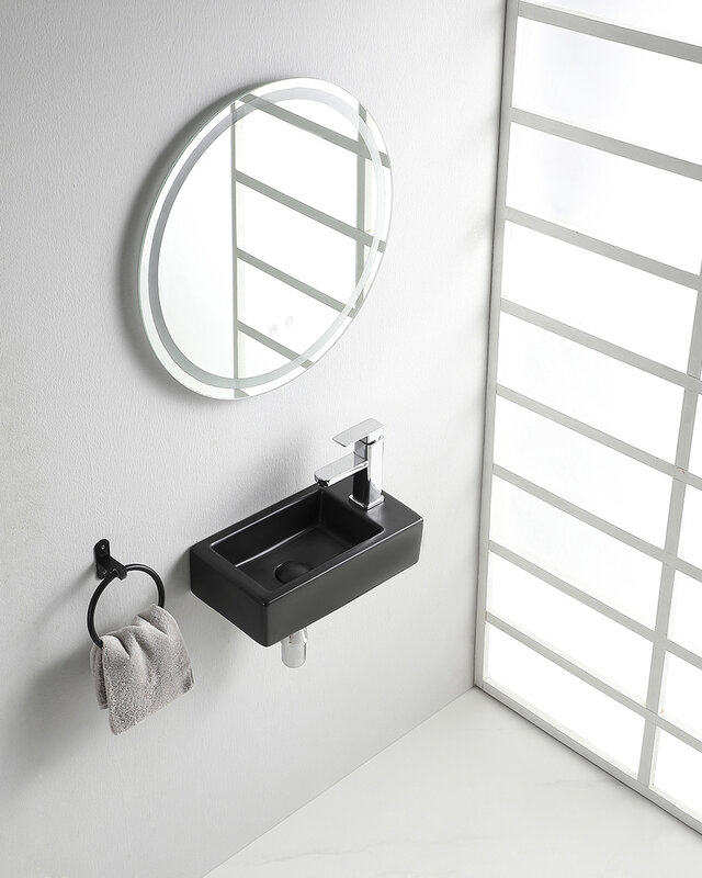 Wiesbaden Rhea M fontein rechts 40 x 22 x 11 cm keramiek mat zwart