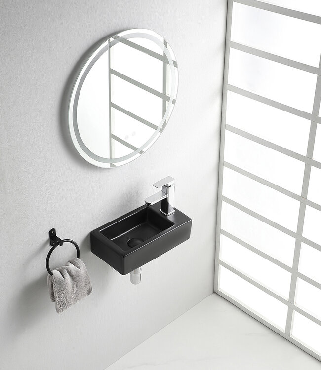 Wiesbaden Rhea M fontein rechts 40 x 22 x 11 cm keramiek mat zwart