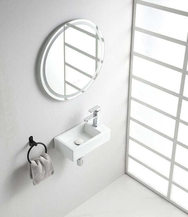 Wiesbaden Rhea M fontein rechts 40 x 22 x 11 cm keramiek glans wit