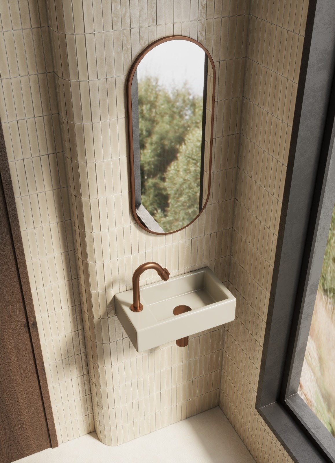Wiesbaden Rhea M fontein links 40 x 22 x 11 cm keramiek beige