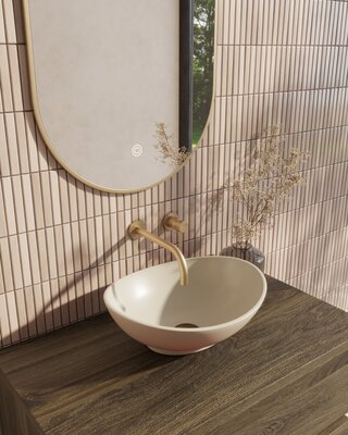 Wiesbaden Barco waskom ovaal 40 x 33 x 14,5 cm keramiek beige