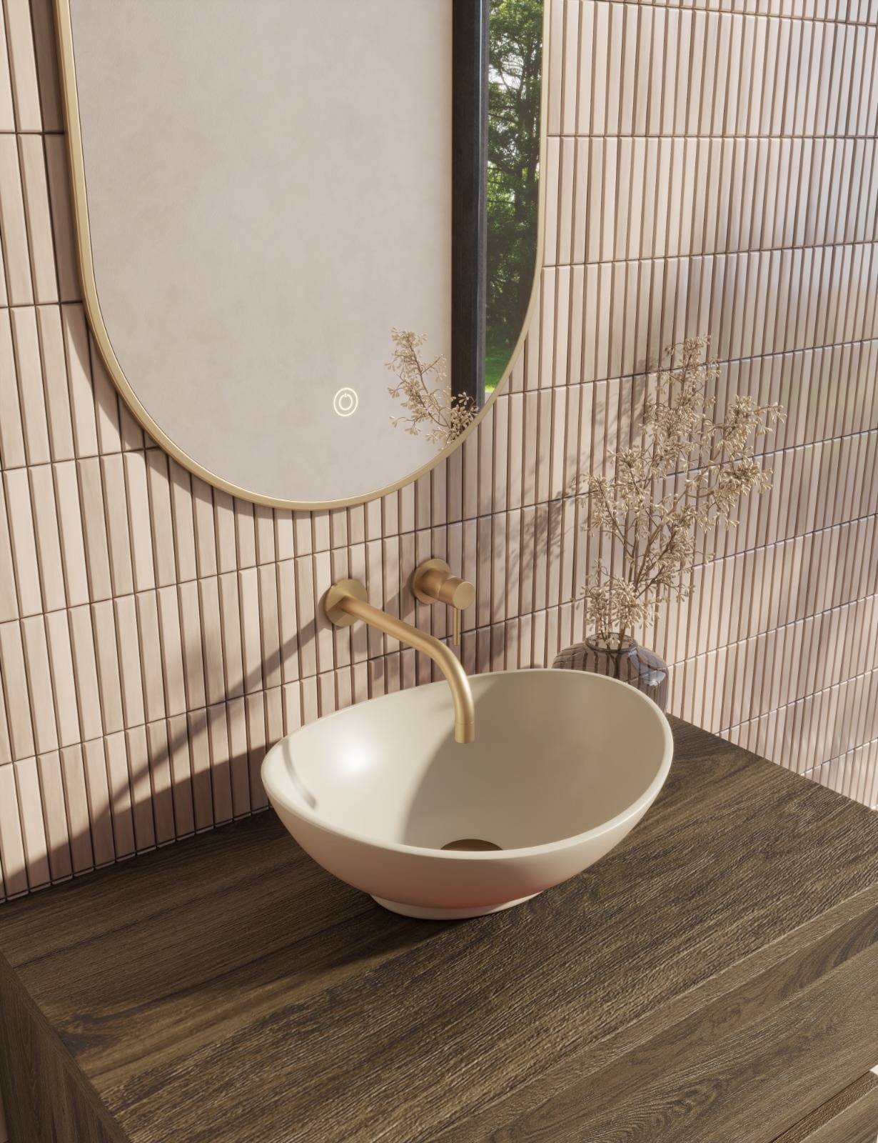 Wiesbaden Barco waskom ovaal 40 x 33 x 14,5 cm keramiek beige