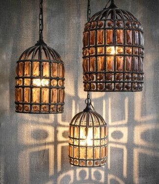 Hoffz Hanglamp Zardozi Ijzer/Glas - 3 Maten