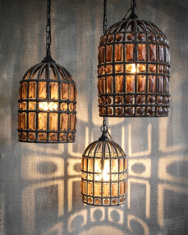 Hoffz Hanglamp Zardozi Ijzer/Glas - 3 Maten