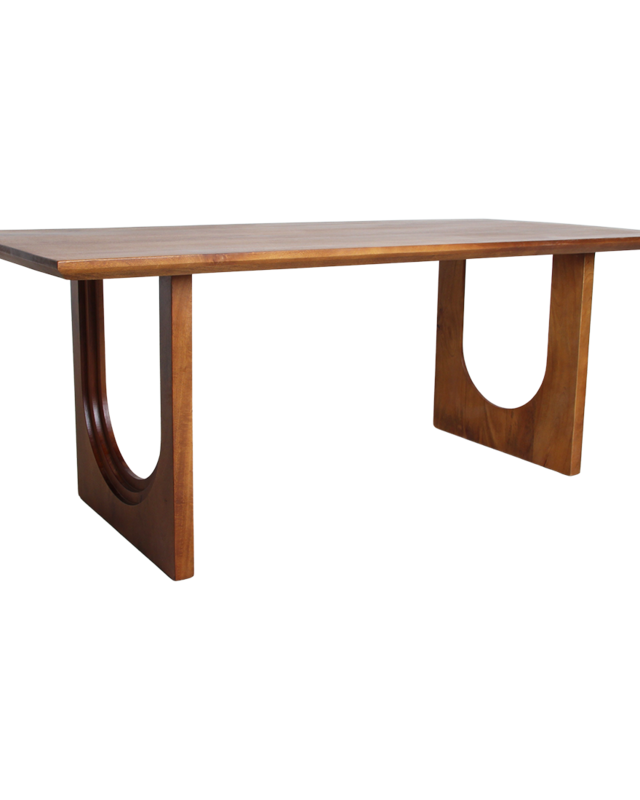 Raw Materials Amsterdam Mangohouten eettafel met ronde en afgeschuinde boog - 240 cm