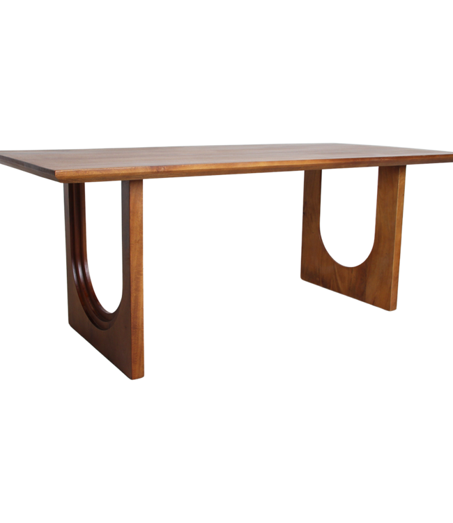 Raw Materials Amsterdam Mangohouten eettafel met ronde en afgeschuinde boog - 240 cm