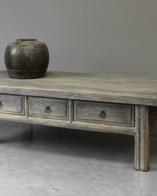 Be-Uniq Salontafel 3-Lades Oud Hout China H46 x B160 x D80 Cm