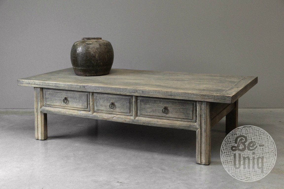 Be-Uniq Salontafel 3-Lades Oud Hout China H46 x B160 x D80 Cm