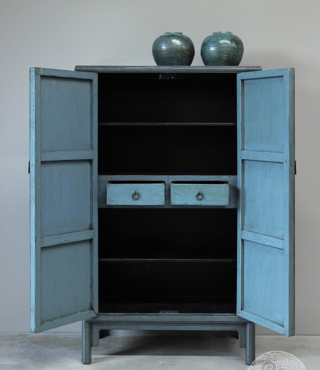 Be-Uniq 2 Deurs Kastje | Blauw/Grijs | China H140 x B86 x D42 Cm