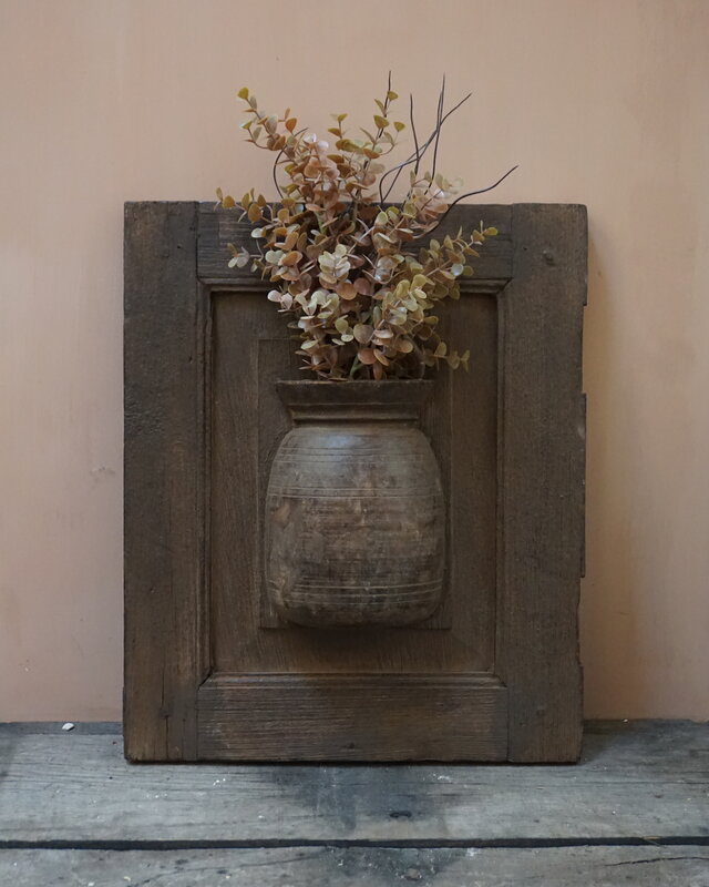 Rene Houtman Wandpaneel Met Vaas/Kruik | Houten Lijst | H48xB40 cm
