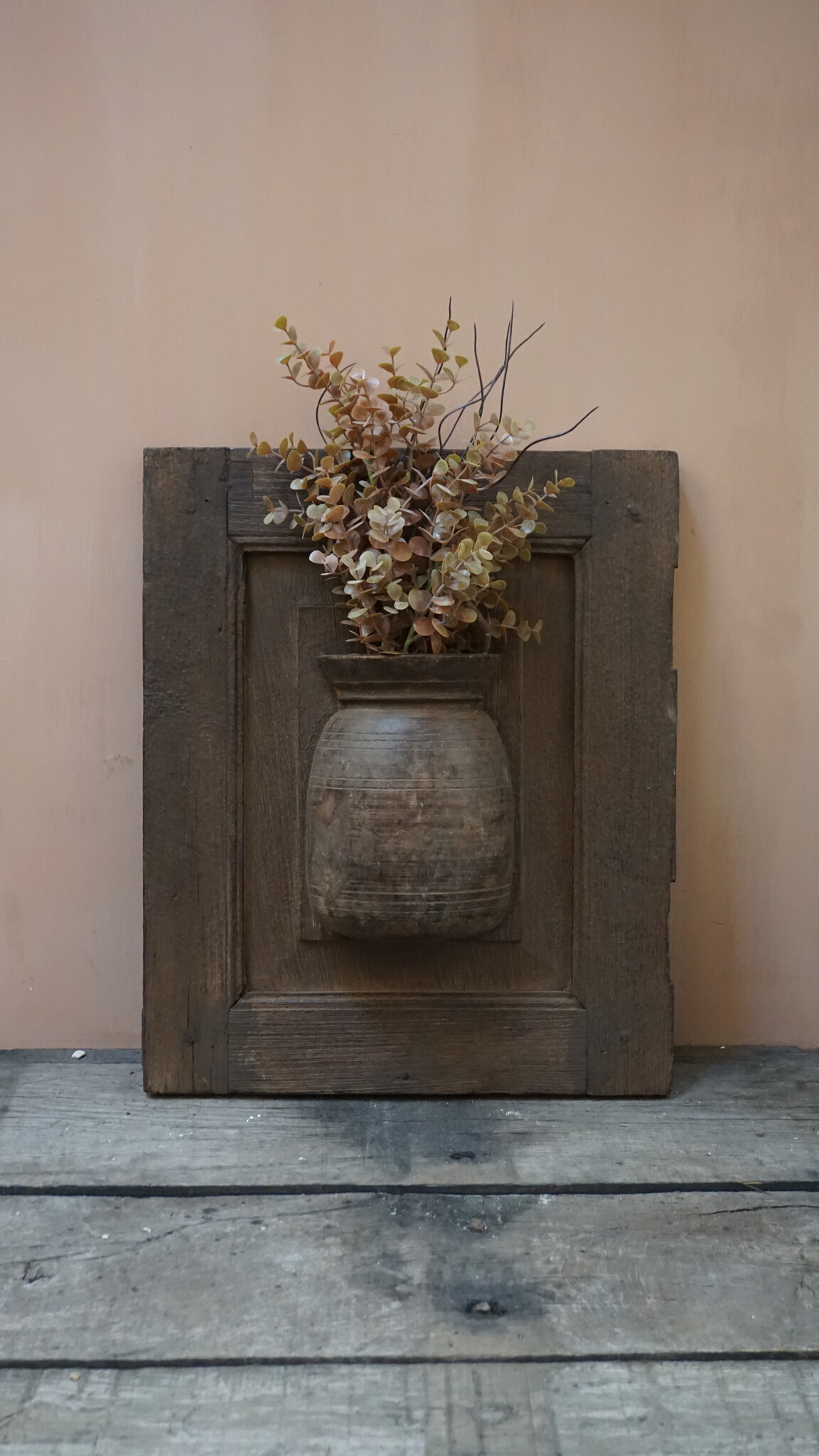 Rene Houtman Wandpaneel Met Vaas/Kruik | Houten Lijst | H48xB40 cm
