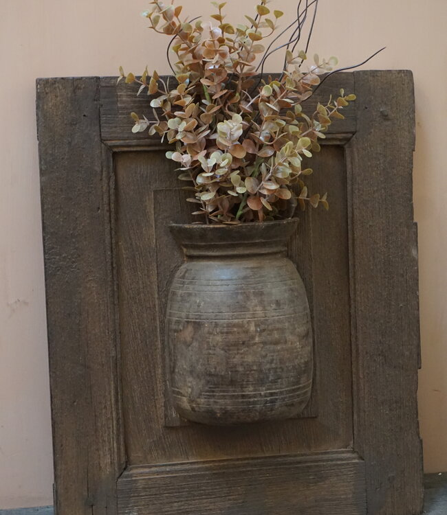 Rene Houtman Wandpaneel Met Vaas/Kruik | Houten Lijst | H48xB40 cm