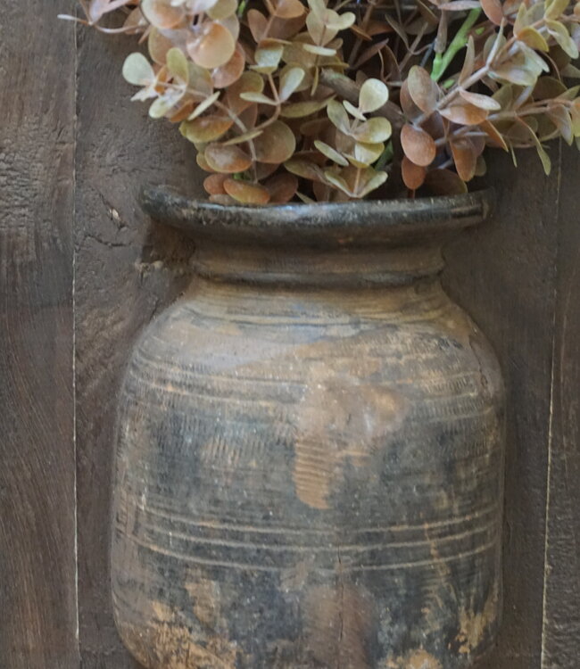 Rene Houtman Wandpaneel Met Vaas/Kruik | Houten Lijst | H48xB39 cm