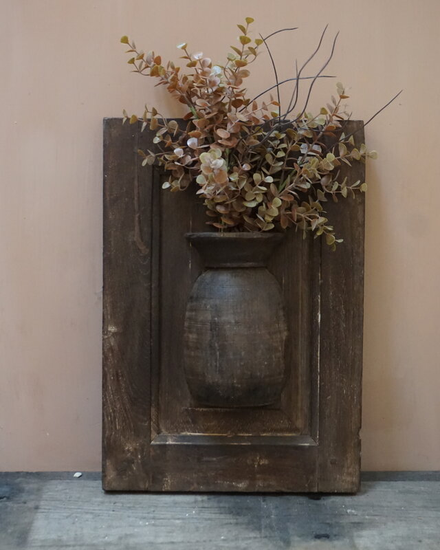 Rene Houtman Wandpaneel Met Vaas/Kruik | Houten Lijst | H45xB31 cm