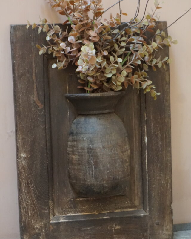 Rene Houtman Wandpaneel Met Vaas/Kruik | Houten Lijst | H45xB31 cm