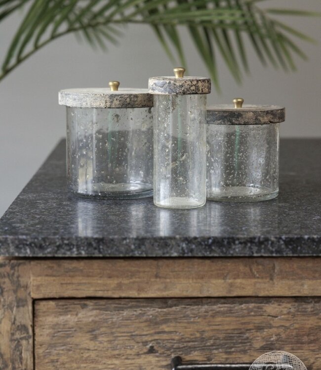 Be-Uniq Glazen Potje Met Deksel Lotte | Small | H14xD6 cm