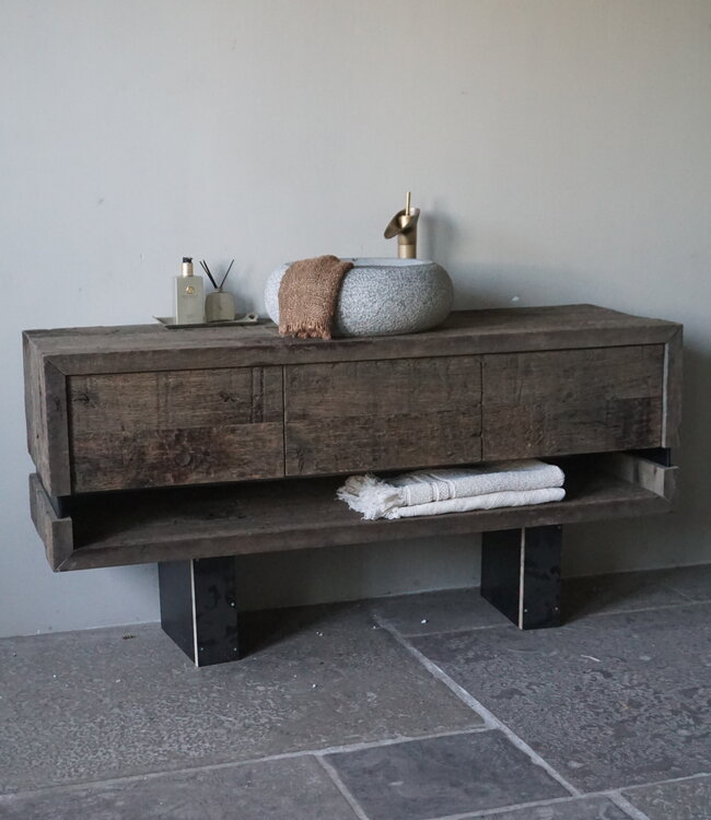 Rene Houtman Zwevend Badmeubel Liv | Oud Eiken | H46,5xB150xD50 cm