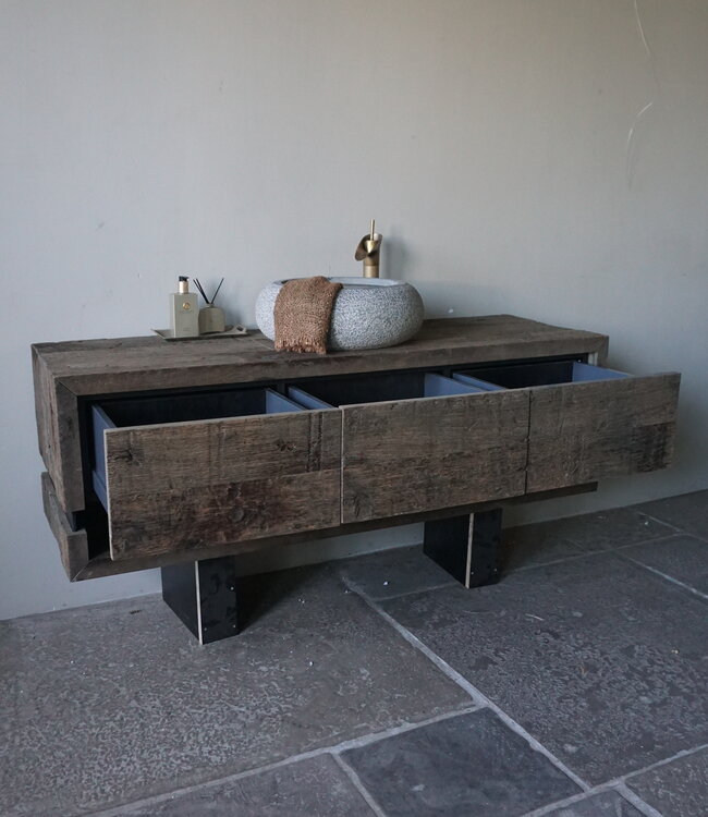 Rene Houtman Zwevend Badmeubel Liv | Oud Eiken | H46,5xB150xD50 cm