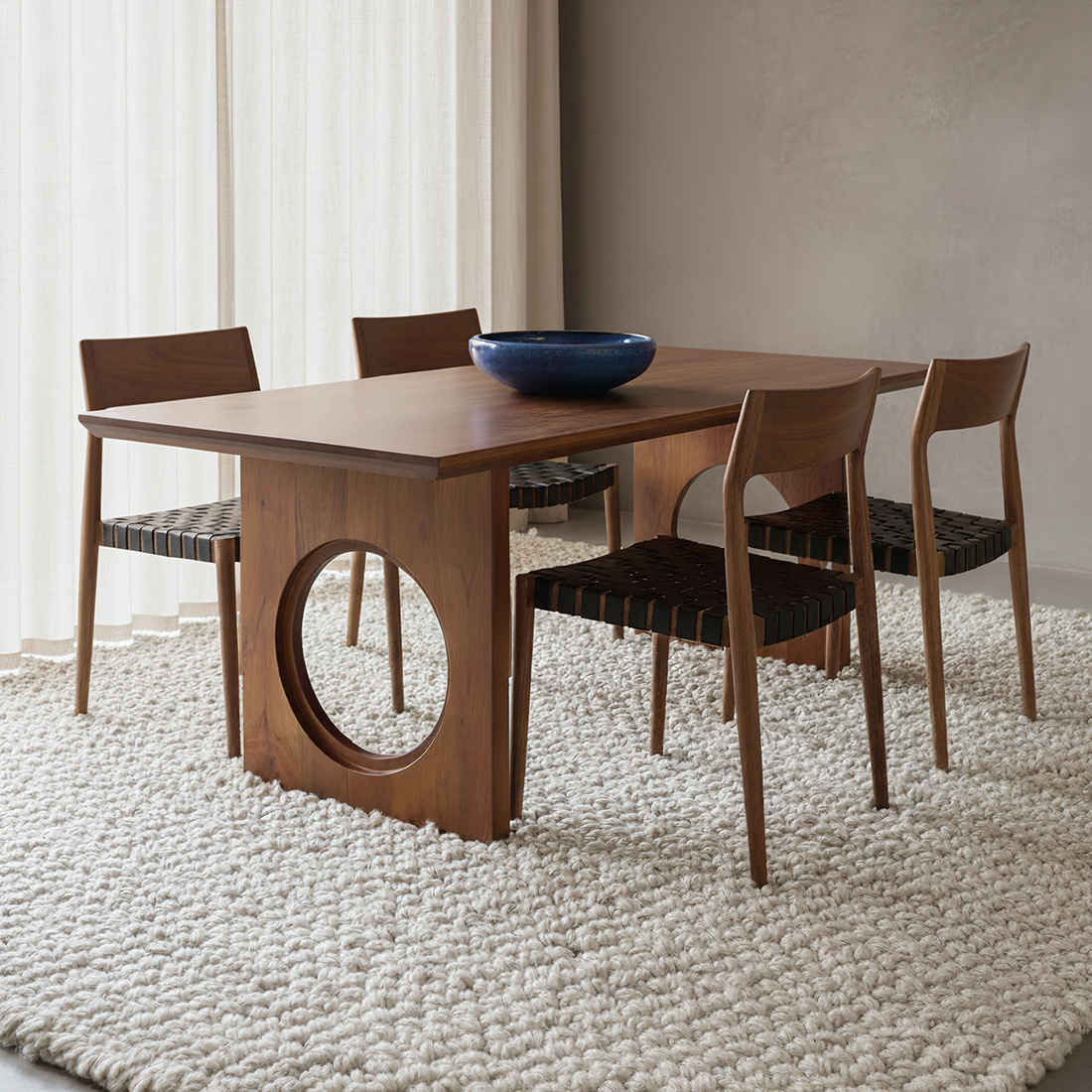 Raw Materials Amsterdam Bolle, afgeschuinde Loop mangohouten eettafel - 180 cm