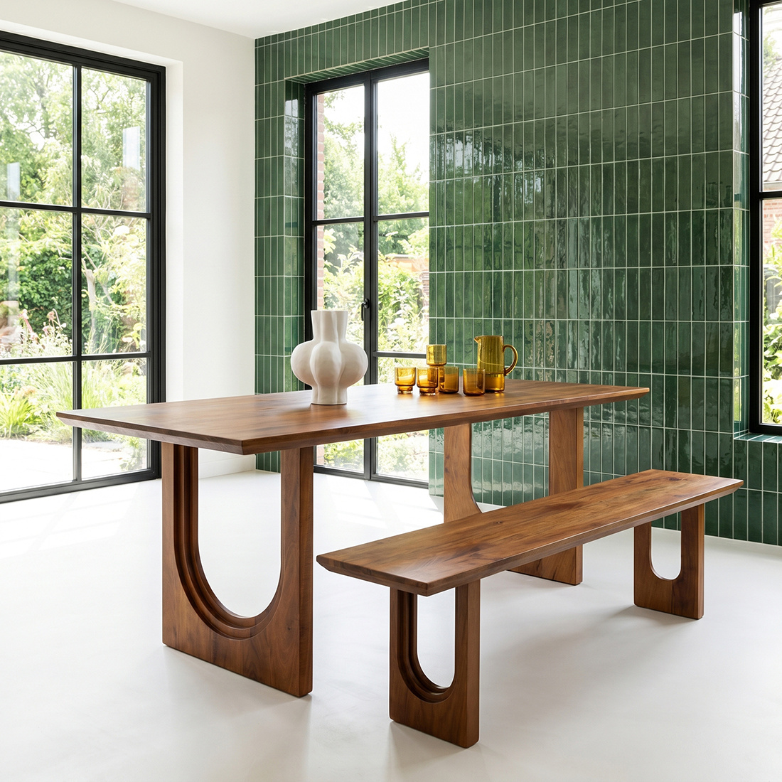 Raw Materials Amsterdam Mangohouten eettafel met boogvormige, afgeronde en afgeschuinde rand - 180 cm