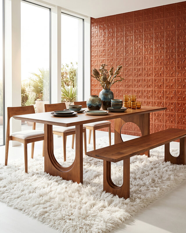 Raw Materials Amsterdam Mix met bolle en afgeschuinde rand mangohouten eettafel - 180 cm