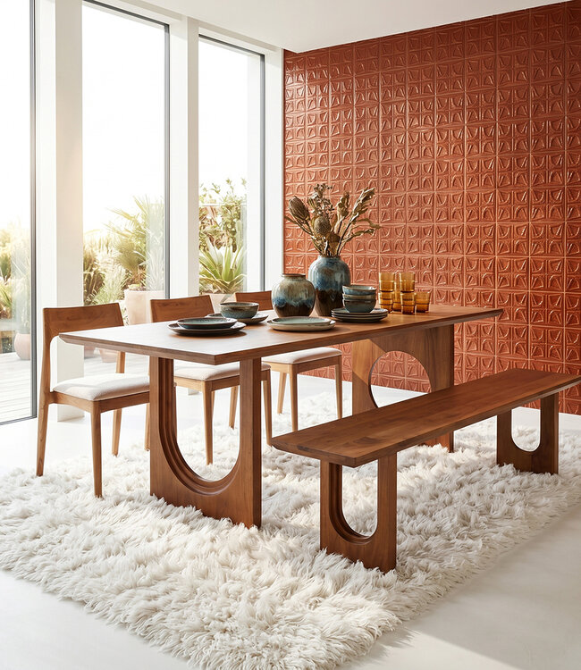 Raw Materials Amsterdam Mix met bolle en afgeschuinde rand mangohouten eettafel - 180 cm